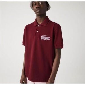 Vintage Lacoste Burgundy Polo with Croc Logo Made in France
